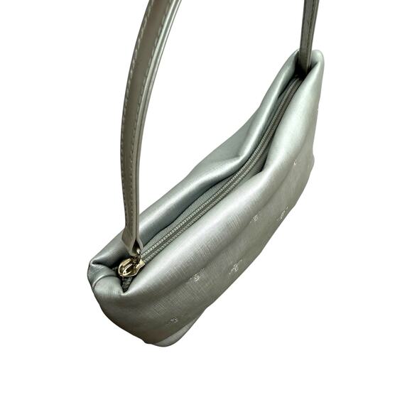 Y2K metallic woven nylon silver mini bag with embroidered crosses - Picture 5 of 5